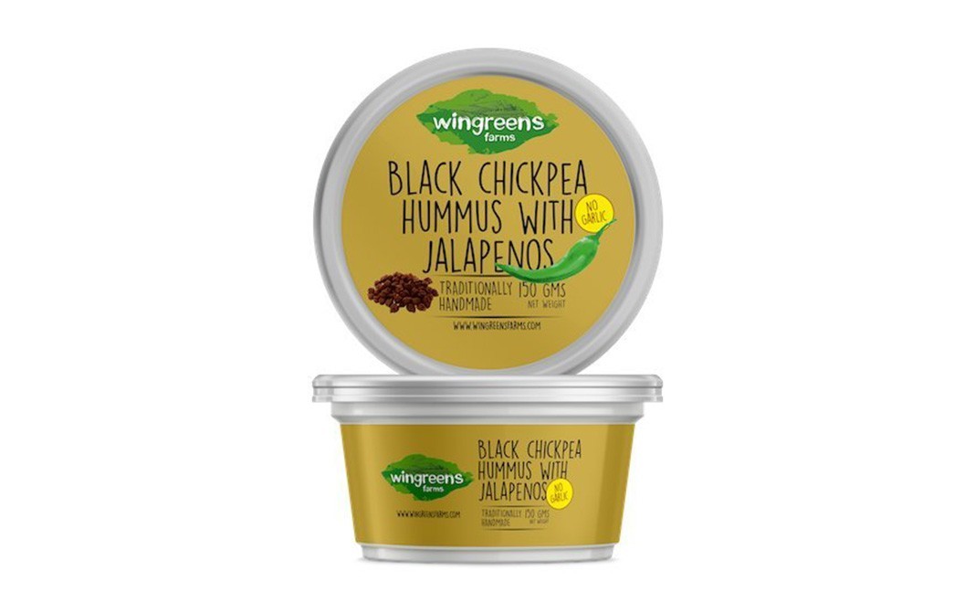 Wingreens Farms Black Chickpea Hummus With Jalapenos   Cup  150 grams